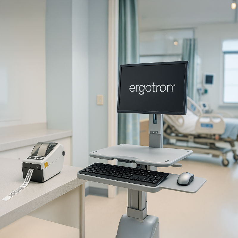 Ergotron รถเข็นคอมพิวเตอร์เคลื่อนที่และโซลูชัน Auto ID สำหรับโรงพยาบาลยุคใหม่